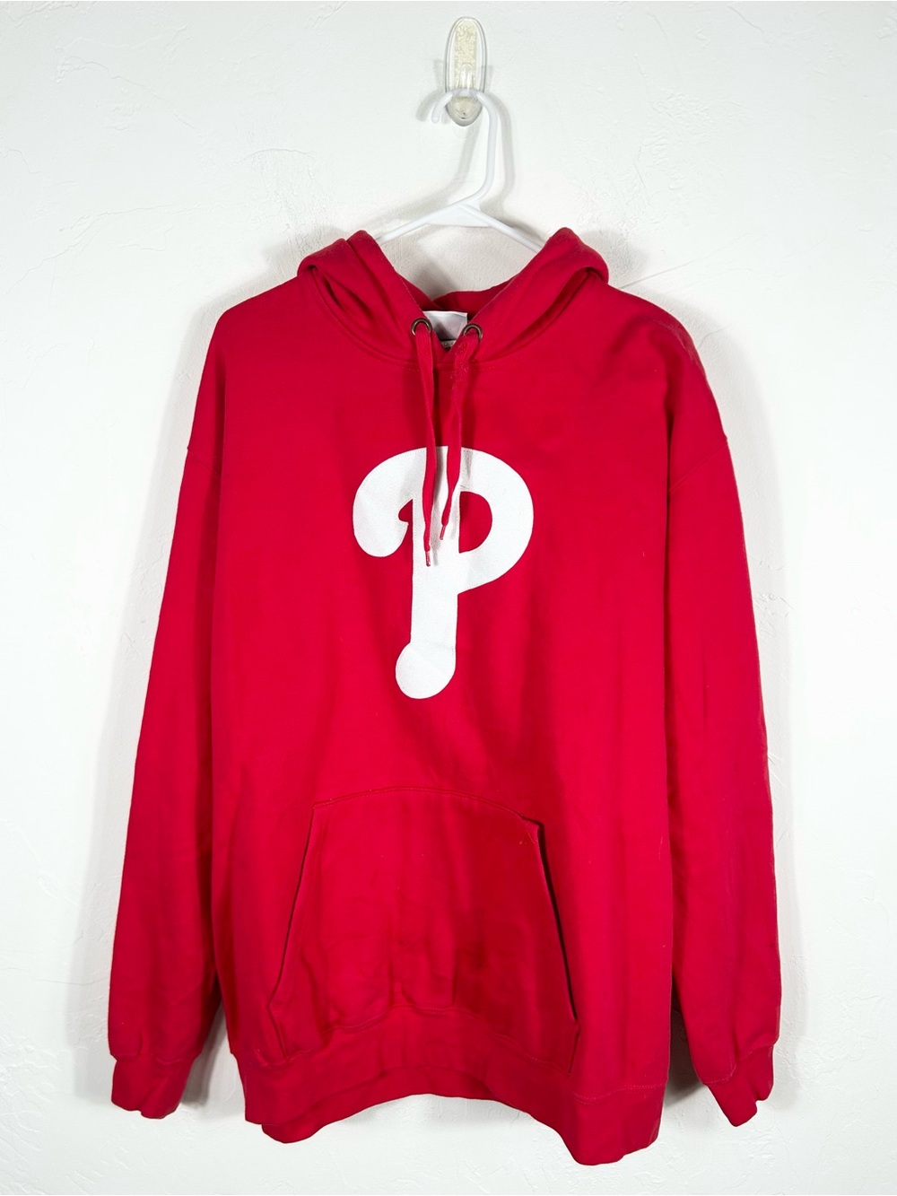 👁️ Vintage Majestic Phillies Red Hoodie Sweatshirt Size 2XL MLB Baseball